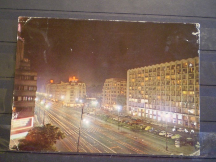 R.S.R. - BUCURESTI - VEDERE NOCTURNA - CIRCULATA, TIMBRATA .