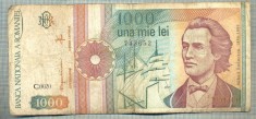 A1386 BANCNOTA-ROMANIA-1000 LEI-1991 -SERIA 0020 -EMINESCU -starea care se vede