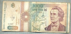 A1361 BANCNOTA-ROMANIA-1000 LEI-1991 -SERIA 0007 -EMINESCU -starea care se vede