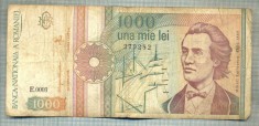 A1363 BANCNOTA-ROMANIA-1000 LEI-1991 -SERIA 0009 -EMINESCU -starea care se vede