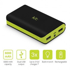 Baterie externa Kit Incarcator portabil universal, Capacitate baterie 6000 mAh, Negru foto