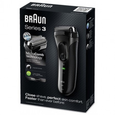 Aparat de ras Braun Series 3 3020s, Fara fir, Tehnologie MicroComb, Lavabil, Sita SensoFoilTM, Negru foto