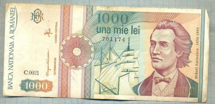 A1370 BANCNOTA-ROMANIA-1000 LEI-1991 -SERIA 0021 -EMINESCU -starea care se vede