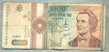 A1388 BANCNOTA-ROMANIA-1000 LEI-1991 -SERIA 0012 -EMINESCU -starea care se vede