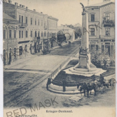 3585 - CERNAUTI, Bucovina, Market, Statue - old postcard - unused