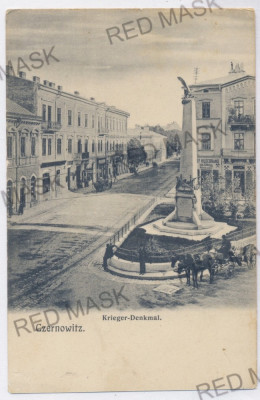 3585 - CERNAUTI, Bucovina, Market, Statue - old postcard - unused foto