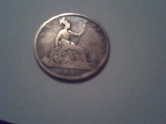 Moneda M. Britanie 1887 - 1 penny -stare buna foto