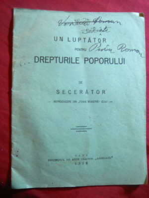 Secerator - Un Luptator pt Drepturile Poporului -Dr.I.Lupas 1928 -Alegeri-Ardeal foto