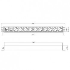 PRIZA DE RACK 19&amp;quot;, 12 posturi (schuko), cu intrerupator Xcab-1219 foto