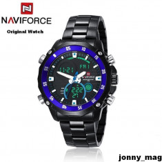 Ceas NAVIFORCE Military BLACK Stell Original 100% mecanism JAPONEZ Dual NOU foto