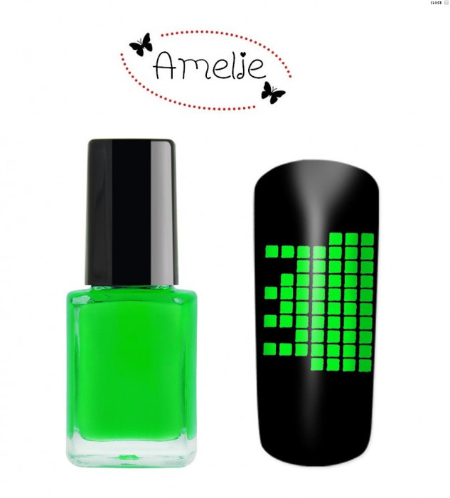 oja speciala pt matrita ce se aplica cu stampila, Amelie verde neon 12 ml