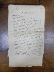 Scrisoare adresata lui Mihu Vulcanescu, semnata Al Mirodan foto