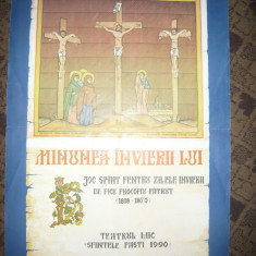 Afis Teatrul Mic de Pasti 1990 -Spectacol -Minunea Invierii LUI