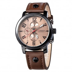 Ceas Curren Brown Dial, piele ecologica foto