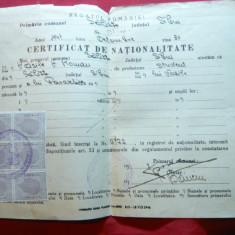 Certificat de Nationalitate 1946 cu 6 timbre fiscale