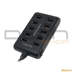 HUB USB 2.0 extern, 10*USB, incl. alimentare 3.5A, black, Logilink &amp;#039;UA0125&amp;#039; foto