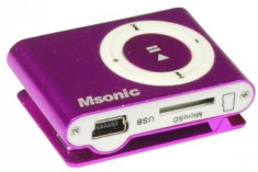 MSONIC MP3 player cu cititor de card, ca?ti, cablu miniUSB, aluminiu Roz foto