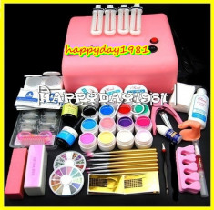 KIT UNGHII FALSE SET MANICHIURA 12 GELURI COLOR LAMPA UV foto