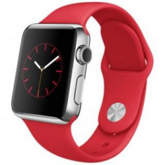 Apple Smartwatch watch 38mm carcasa din otel inoxidabil si curea sport rosie foto