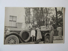 Fotografie Agfa originala 135 x 85 mm cu automobil epoca din anii 20 foto