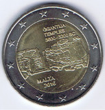 Moneda 2 euro comemorativa MALTA 2016-Templul Ggantija, UNC, Europa, Cupru-Nichel