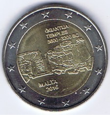 moneda 2 euro comemorativa MALTA 2016-Templul Ggantija, UNC foto
