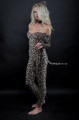 Lenjerie Lady Lust Sexy 207 Costum Leopard Piele PU Bodysuit Catsuit Urechi foto