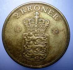 7.523 DANEMARCA FREDERIK IX 2 KRONER 1952 foto