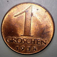 A.015 AUSTRIA 1 GROSCHEN 1938 XF/AUNC RARA