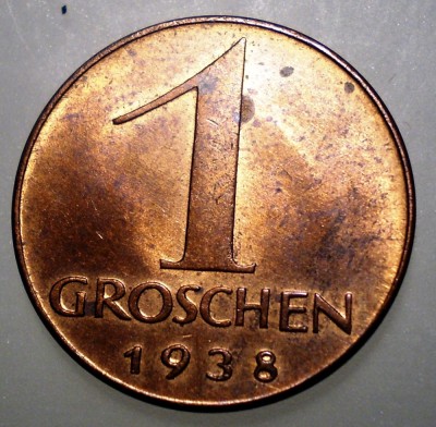 A.015 AUSTRIA 1 GROSCHEN 1938 XF/AUNC RARA foto