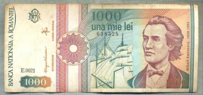 A1416 BANCNOTA-ROMANIA-1000 LEI-1991 -SERIA 0021 -EMINESCU -starea care se vede foto