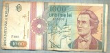 A1411 BANCNOTA-ROMANIA-1000 LEI-1991 -SERIA 0021 -EMINESCU -starea care se vede