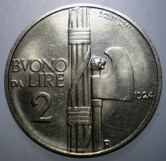 A.256 ITALIA VITTORIO EMANUELE III 2 LIRE 1924 XF/AUNC 29mm foto