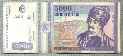 A1480 BANCNOTA-ROMANIA- 5000 LEI-1993-SERIA 0019-AVRAM IANCU-starea care se vede foto