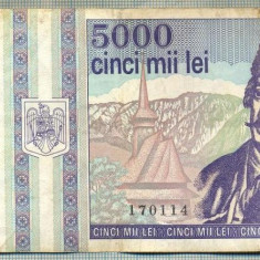 A1484 BANCNOTA-ROMANIA- 5000 LEI-1993-SERIA 0021-AVRAM IANCU-starea care se vede