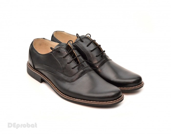Pantofi barbati piele naturala negri casual-eleganti cu siret cod P22 foto mare Pantofi barbati piele naturala negri casual-eleganti cu siret cod P22 foto mare
