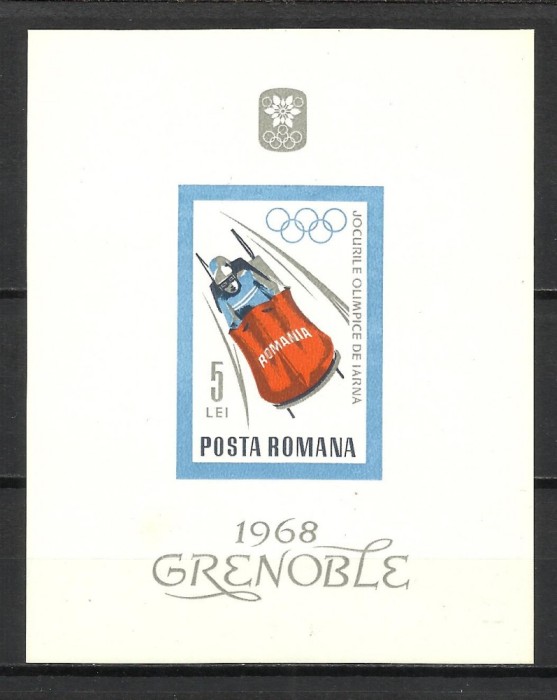 ROMANIA 1967 --COLITA MNH--J.O. DE IARNA GRENOBLE