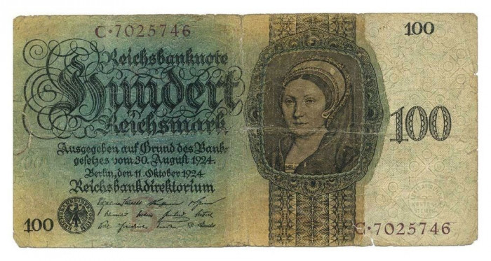 GERMANIA 100 Reichsmark MARCI 1924 U