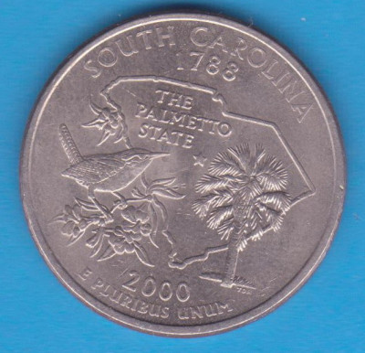 (M1142) MONEDA SUA - QUARTER DOLLAR 2000, LIT. P - SOUTH CAROLINA foto