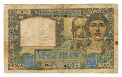 FRANTA 25 FRANCI FRANCS 1941 F foto