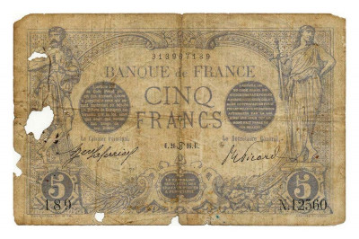 FRANTA 5 FRANCI FRANCS 1916 U foto