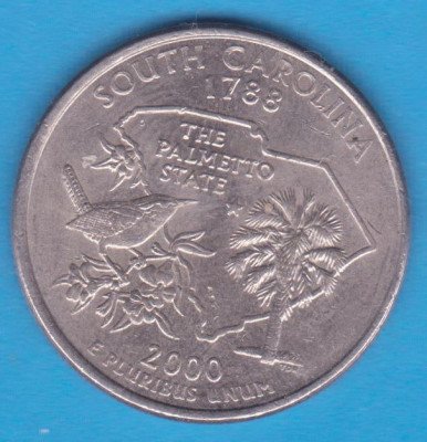 (M1135) MONEDA SUA - QUARTER DOLLAR 2000, LIT. P - SOUTH CAROLINA foto
