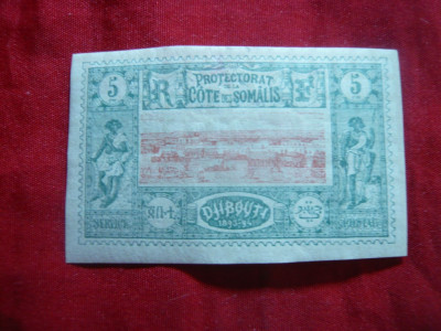 Timbru 5 cent 1894 verde Cote de Somalis-Djibouti Colonie Franceza ,sarniera foto