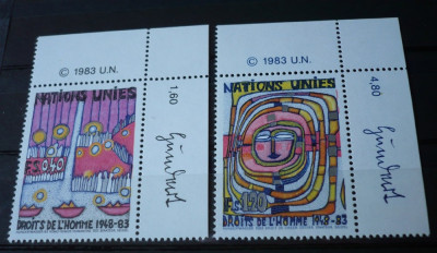 NATIUNILE UNITE GENEVA 1983 &amp;ndash; DREPTURILE OMULUI, serie nestampilata, A28 foto