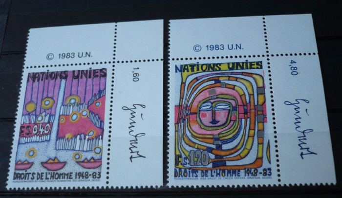 NATIUNILE UNITE GENEVA 1983 &ndash; DREPTURILE OMULUI, serie nestampilata, A28