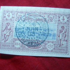 Timbru 4 cent 1894 violet Cote de Somalis-Djibouti Colonie Franceza stamp.