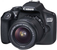 Kit aparat foto Canon EOS 1300D (cu obiectiv 18-55 IS), negru foto