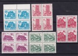 ROMANIA 1991 LP 1262 HOTELURI SI CABANE II UZUALE BLOCURI DE 4 TIMBRE MNH