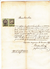 Document fiscal superb limba romana,12+1 Krajczar,1869,Targu Lapus Maramures 2 foto