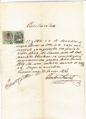 Document fiscal superb limba romana,10+3 Krajczar,1869,Targu Lapus Maramures 2 foto